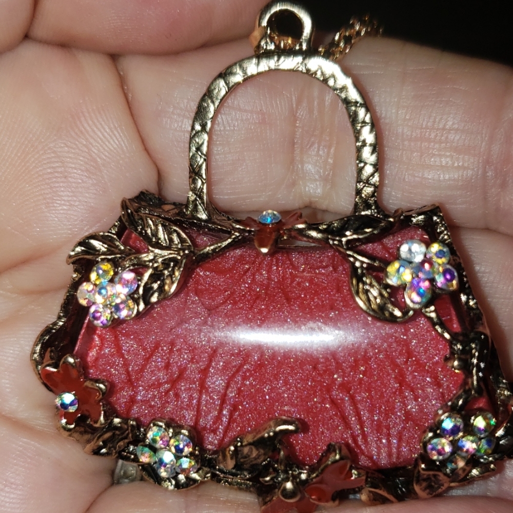 NWT Crystal purse necklace by Betsey Johnson - Picture 4 of 6